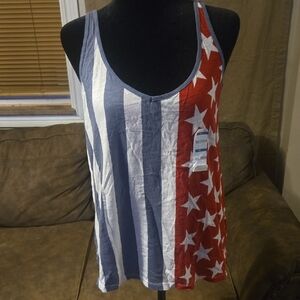 Old Navy Red and Blue Star Striped Tank Top Size M